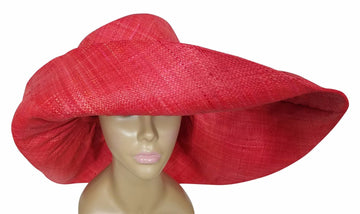 Umm: Authentic African Hand Made Blush Madagascar Big Brim Raffia Sun Hat