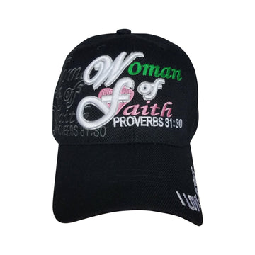 Woman of Faith: I Love Jesus Adjustable Women's Baseball Cap (Black)