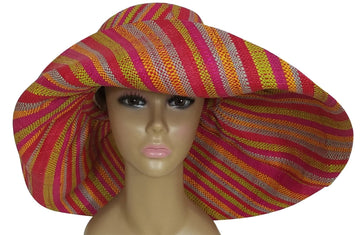 Ayoluwa: Authentic African Hand Woven Multi-Color Madagascar Raffia Big Brim Sun Hat