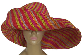 Ayoluwa: Authentic African Hand Woven Multi-Color Madagascar Raffia Big Brim Sun Hat