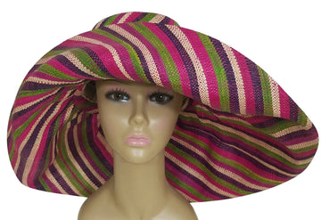 Ayofemi: Authentic African Hand Woven Multi-Color Madagascar Raffia Big Brim Sun Hat