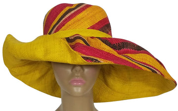 Ayobami: Authentic African Hand Woven Multi-Color Madagascar Raffia Big Brim Sun Hat