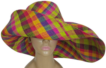 Ayobunmi: Authentic African Hand Woven Multi-Color Madagascar Raffia Big Brim Sun Hat