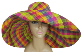 Ayobunmi: Authentic African Hand Woven Multi-Color Madagascar Raffia Big Brim Sun Hat