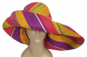 Abdu: Authentic African Hand Woven Mult-Color Madagascar Big Brim Raffia Sun Hat