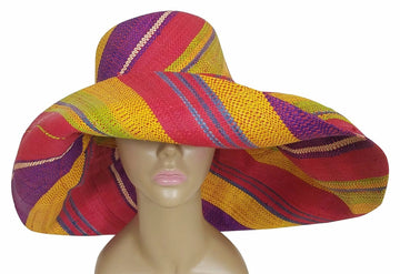 Abdu: Authentic African Hand Woven Mult-Color Madagascar Big Brim Raffia Sun Hat