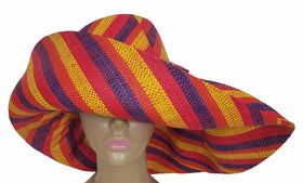 Akua: Authentic African Hand Woven Multi-Color Madagascar Raffia Big Brim Sun Hat