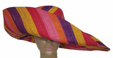 Akilah: Authentic African Hand Woven Multi-Color Madagascar Raffia Big Brim Sun Hat