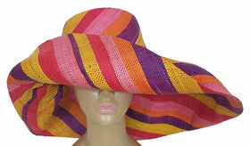 Akilah: Authentic African Hand Woven Multi-Color Madagascar Raffia Big Brim Sun Hat