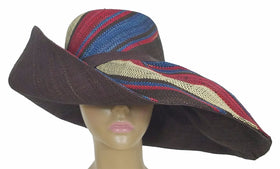 Afua: Authentic African Hand Woven Multi-Color Madagascar Raffia Big Brim Sun Hat