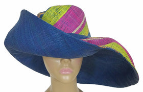 Baba: Authentic African Hand Woven Multi-Color Big Brim Raffia Sun Hat