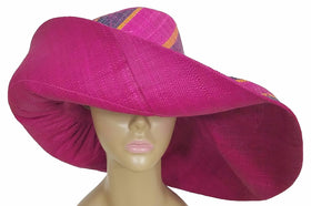 Bahati: Authentic African Hand Woven Multi-Color Madgascar Big Brim Raffia Sun Hat