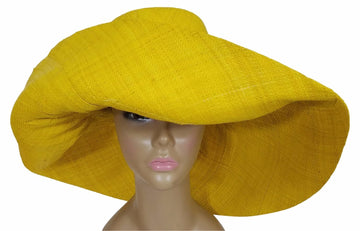 Onyeka: Authentic Onyeka: Authentic African Hand Woven Yellow Madagascar Big Brim Raffia Sun Hat