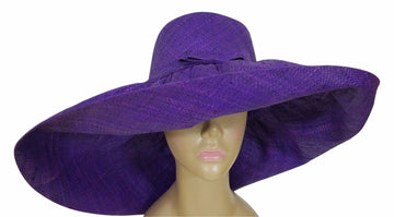 Abeke: Authentic African Hand Woven Purple Madagascar Big Brim Raffia Sun Hat