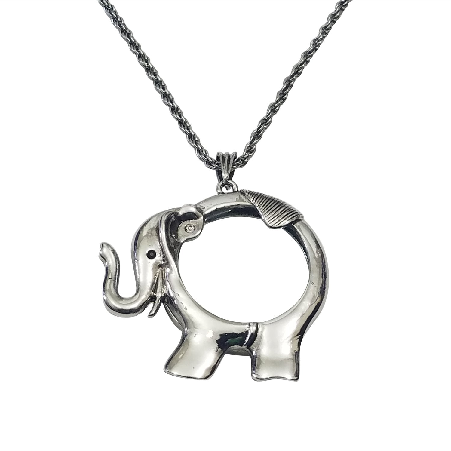 Elephant Magnifying Glass Pendant with Long Necklace – The Black Art Depot