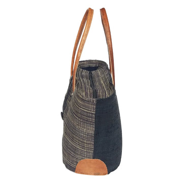 Domoina: Authentic Handmade Black & Natural Madagascar Raffia Hand Bag