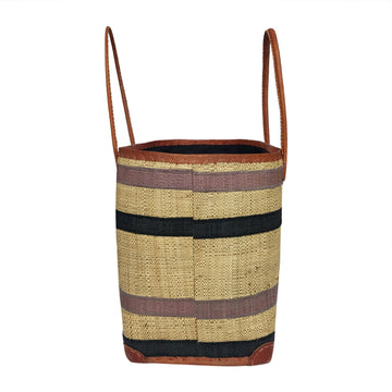 Sarah: Authentic Hand Woven Black & Gray Madagascar Raffia Betsi Tote Bag