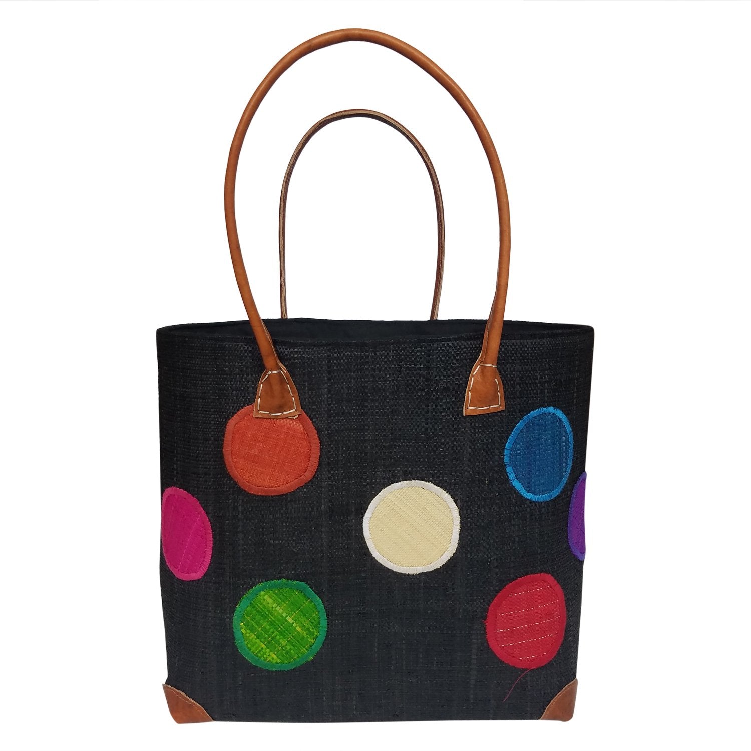 Marisa: Authentic Hand Woven Black Polka Dot Madagascar Raffia Tote Bag ...