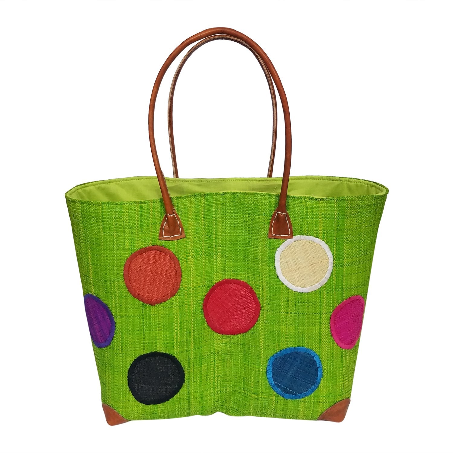 Nyzo: Hand Woven Light Green Polka Dot Madagascar Raffia Tote Bag – The ...