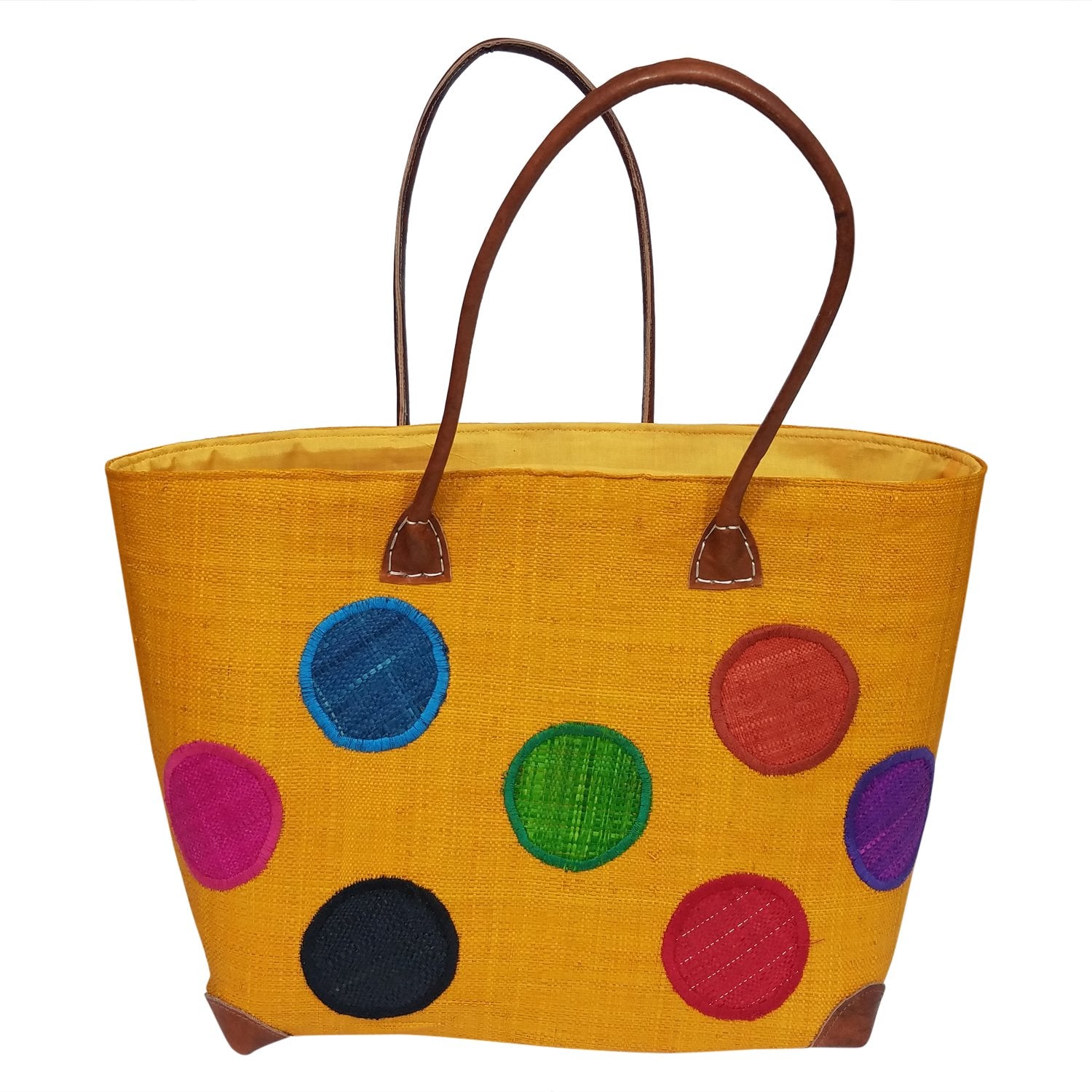 Adrianna: Hand Woven Orange Polka Dot Madagascar Raffia Tote Bag – The ...