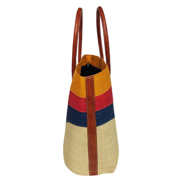 Stephanie: Authentic Handmade Multicolored Madagascar Raffia Wave Hand Bag