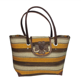 Nirina: Authentic Hand Woven Madagascar Multicolor Raffia Voninkazo Hand Bag