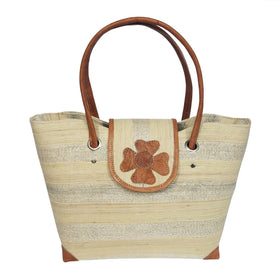 Olivia: Authentic Hand Woven Natural/Cream Madagascar Raffia Voninkazo Hand Bag