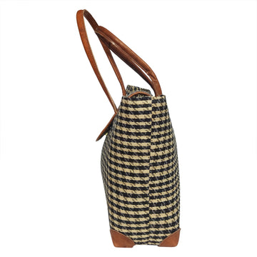 Johna: Authentic Hand Woven Checkered (Black and Natural) Madagascar Raffia Hand Bag