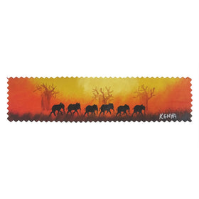 Elephant Sunset: Authentic African Hand Painted Leather Bookmark by Henry Mburu