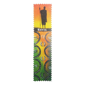 Kenya (Male): Authentic African Hand Painted Leather Bookmark by Henry Mburu