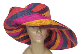 Bejide: Authentic African Hand Woven Multicolor Madagascar Big Brim Sun Hat