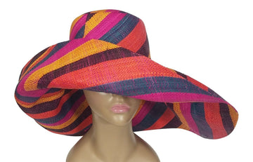 Bejide: Authentic African Hand Woven Multicolor Madagascar Big Brim Sun Hat