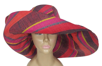 Bolade: Authntic African Hand Woven Multicolor Madagascar Big Brim Sun Hat by The Raffia Boutique