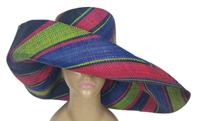 Bolanile: Authentic African Hand Woven Multicolor Madagascar Big Brim Sun Hat