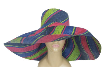 Bolanile: Authentic African Hand Woven Multicolor Madagascar Big Brim Sun Hat