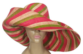 Chaonaine: Authentic African Hand Woven Multicolor Madagascar Big Brim Raffia Sun Hat