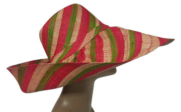 Chaonaine: Authentic African Hand Woven Multicolor Madagascar Big Brim Raffia Sun Hat