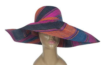 Chausiki: Authentic African Hand Woven Multicolor Madagascar Big Brim Raffia Sun Hat