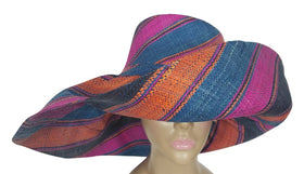 Chausiki: Authentic African Hand Woven Multicolor Madagascar Big Brim Raffia Sun Hat