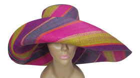 Chuki: Authentic African Hand Woven Multi-Color Madagascar Big Brim Raffia Sun Hat