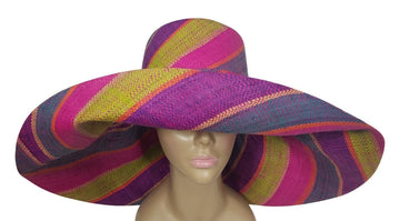 Chuki: Authentic African Hand Woven Multi-Color Madagascar Big Brim Raffia Sun Hat