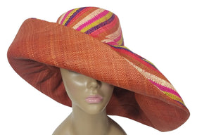 Doto: Authentic African Hand Woven Multicolor Madagascar Big Brim Raffia Sun Hat