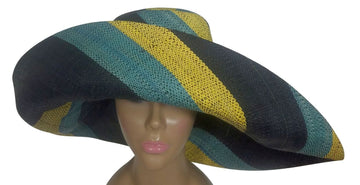 Adisa: Authentic African Hand Woven Multicolor Madagascar Big Brim Raffia Sun Hat