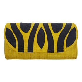 Authentic Hand Woven Madagascar Raffia Clutch (Yellow with Black Accents)