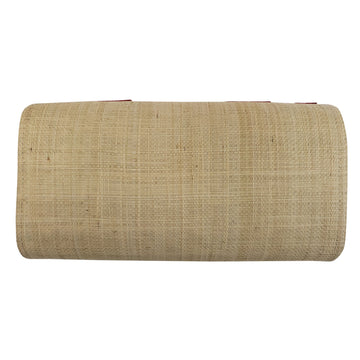 Authentic Handwoven Natural Madagascar Raffia Clutch with Red Accents