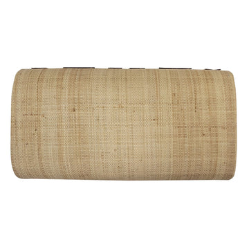 Authentic Handwoven Natural Madagascar Raffia Clutch with Brown Accents