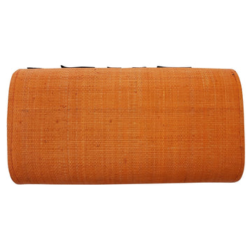 Authentic Handwoven Orange Madagascar Raffia Clutch with Black Accents