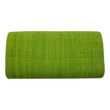 Authentic Handwoven Light Green Madagascar Raffia Clutch with Black Accents