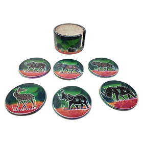 Serengeti at Sunset: Authentic African Hand Made Soapstone Coasters by Boutique Africa