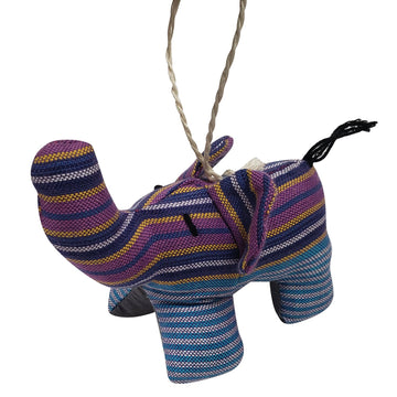 Authentic Hand Made African Kikoi Fabric Elephant Christmas Ornament